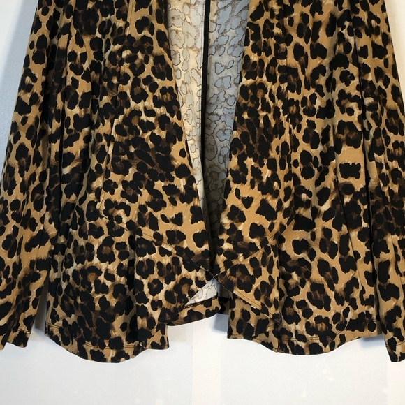 Grace Elements Animal Print Double Lapel Open Front Cardigan Blazer - Picture 2 of 10